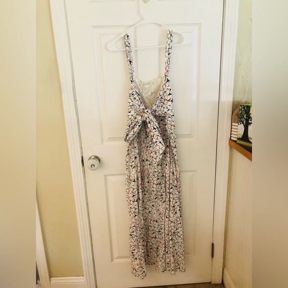 ZARA WHITE & BLACK FLORAL PRINT MAXI DRESS TIE BACK - Picture 8 of 13